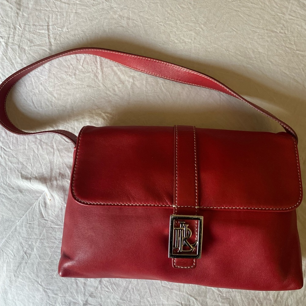 Ralph Lauren Red Leather Shoulder Bag